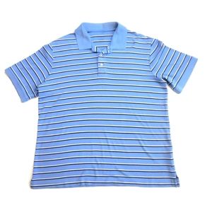 Lands End Polo Blue Striped Shirt Large